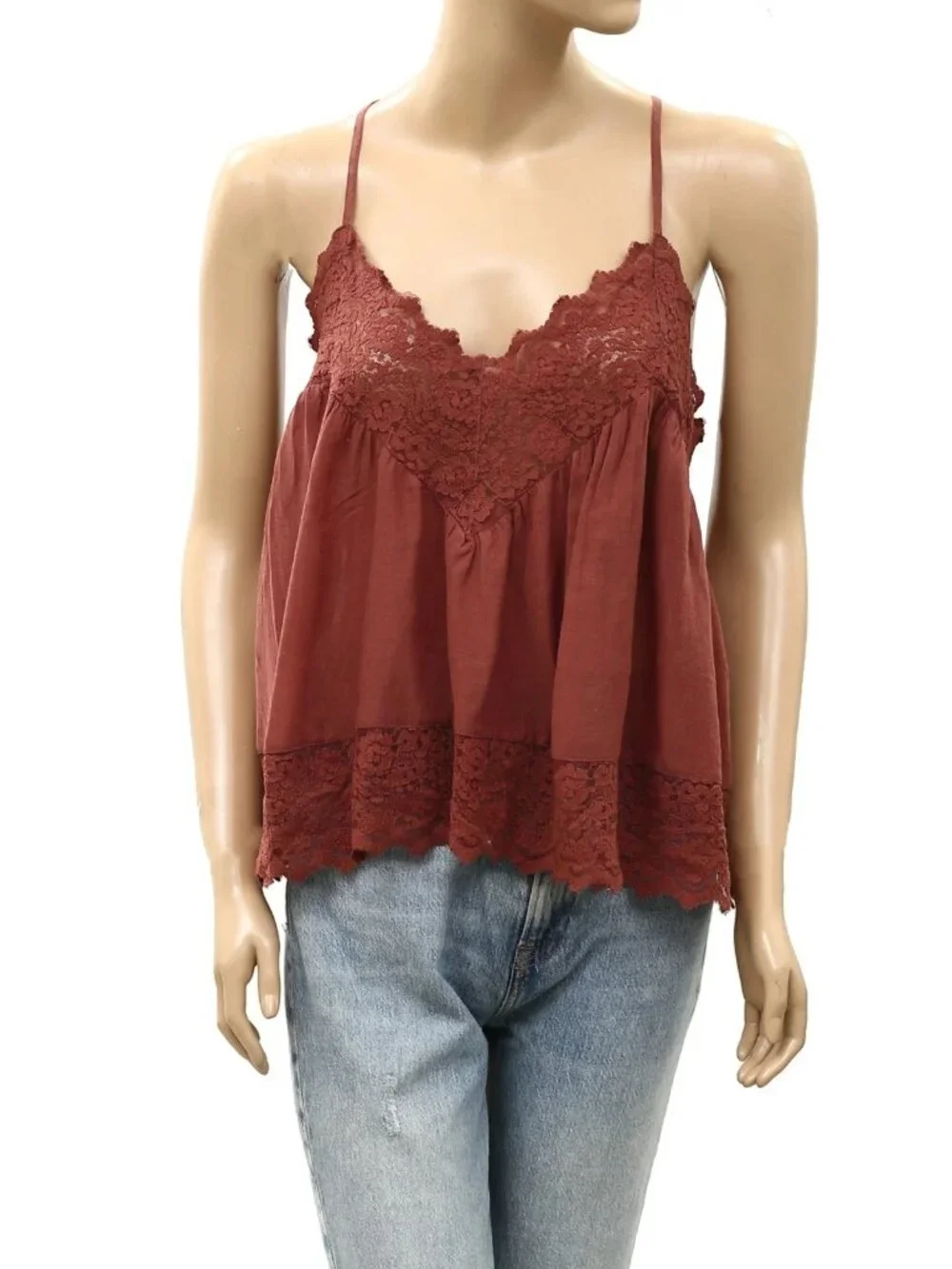 Intimately Free People Fiona Cami Blouse Top Tank Sleeveless Lace Slip S 288580